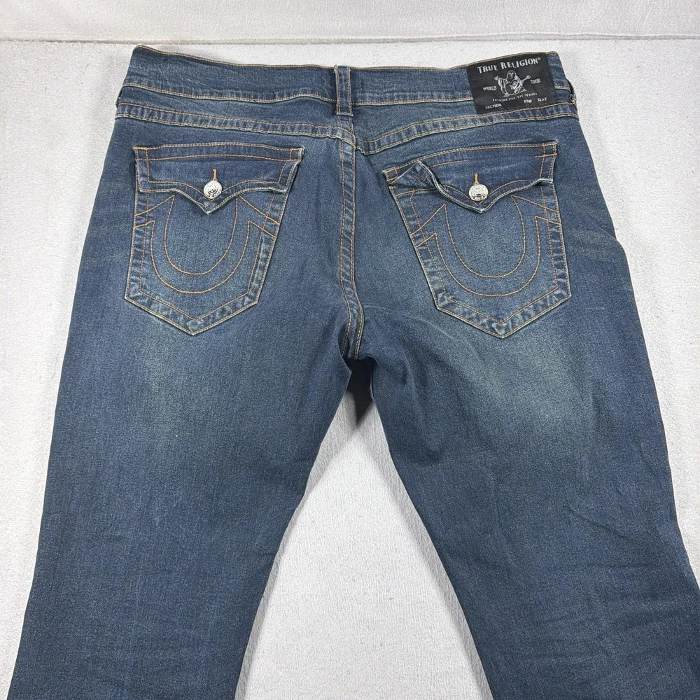 True Religion Ricky Jeans Mens 38 Blue Medium Relaxed Straight Flap Pocket Denim